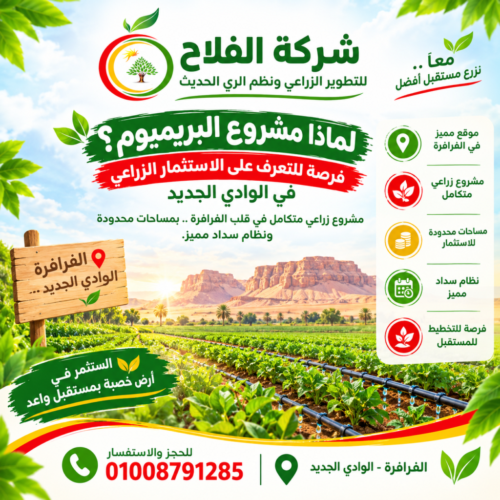 لماذا مشروع البريميوم؟ فرصة للتعرف على الاستثمار الزراعي في الوادي الجديد