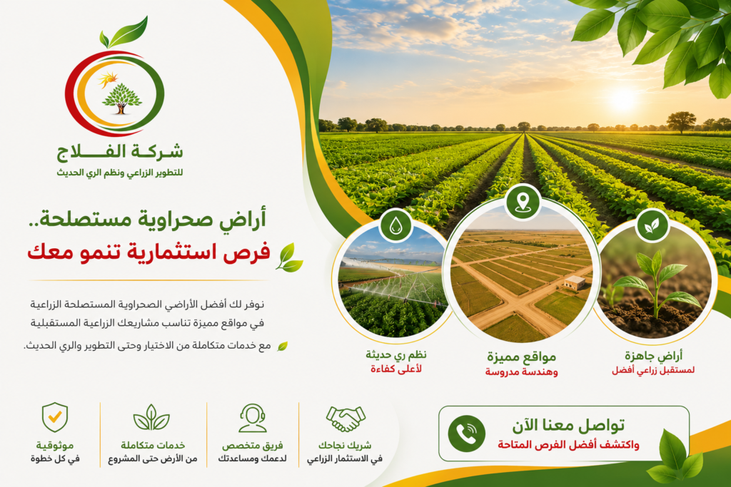 ابدأ استثمارك الزراعي مع شركة الفلاح ابدأ استثمارك الزراعي مع شركة الفلاح
