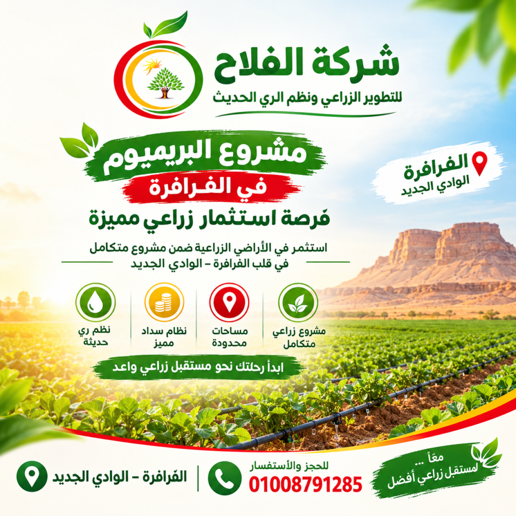 مشروع البريميوم في الفرافرة.. خطوة جديدة نحو الاستثمار الزراعي